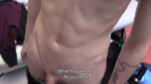 fine man lies down and spread the booty open