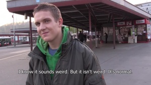 A young man from Slovakia moaning and sweating