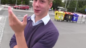 A attractive amateur blond teen sucks to the stranger