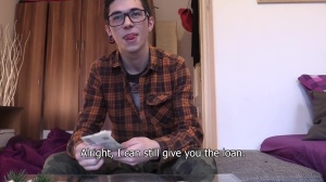 young college hipster student pounded for money