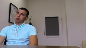 Goofy-faced man enjoying CBT during POV butthole