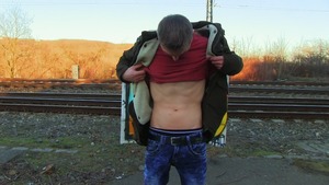 Skinny Czech twink shows his freshly gaped butthole