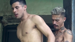 LatinLeche.com - Curly hair hunk cumshot at the party