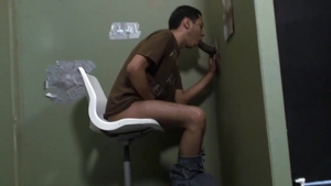 GloryholeAndHandjobs - Big black cock Nicolas gloryhole